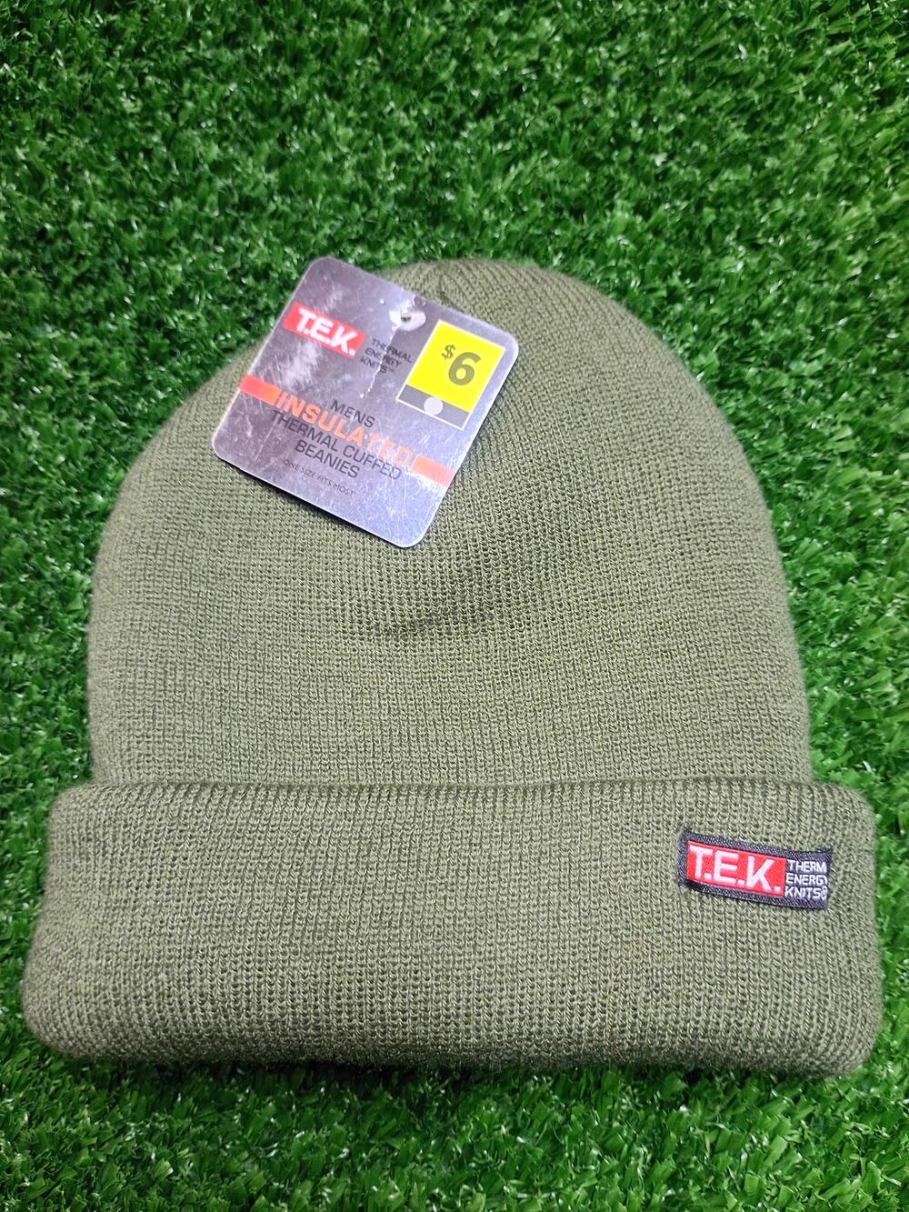 T.E.K. Insulated Thermal Cuffed Beanie - Green Knit